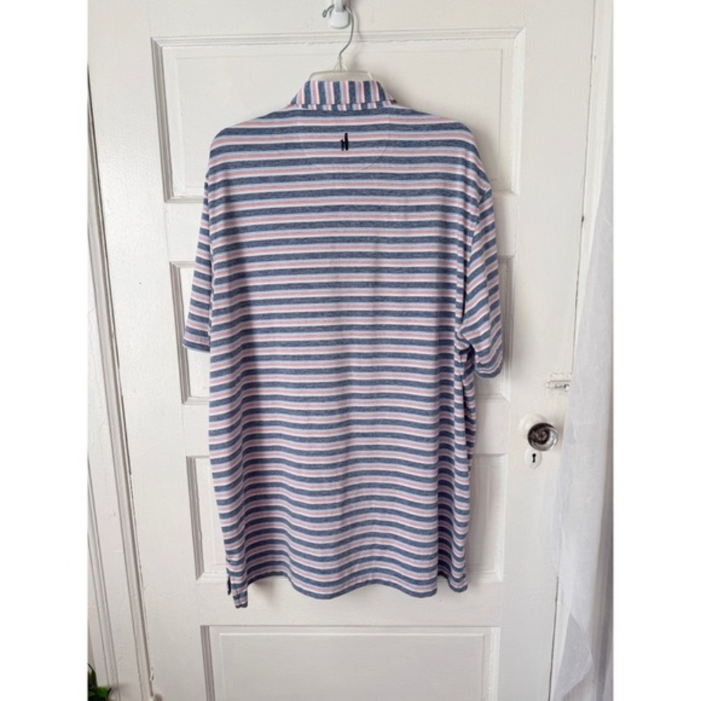 Johnnie-O Performance Polo Shirt UPF 50 Breathable Stripes Blue Red XL JMPO5730